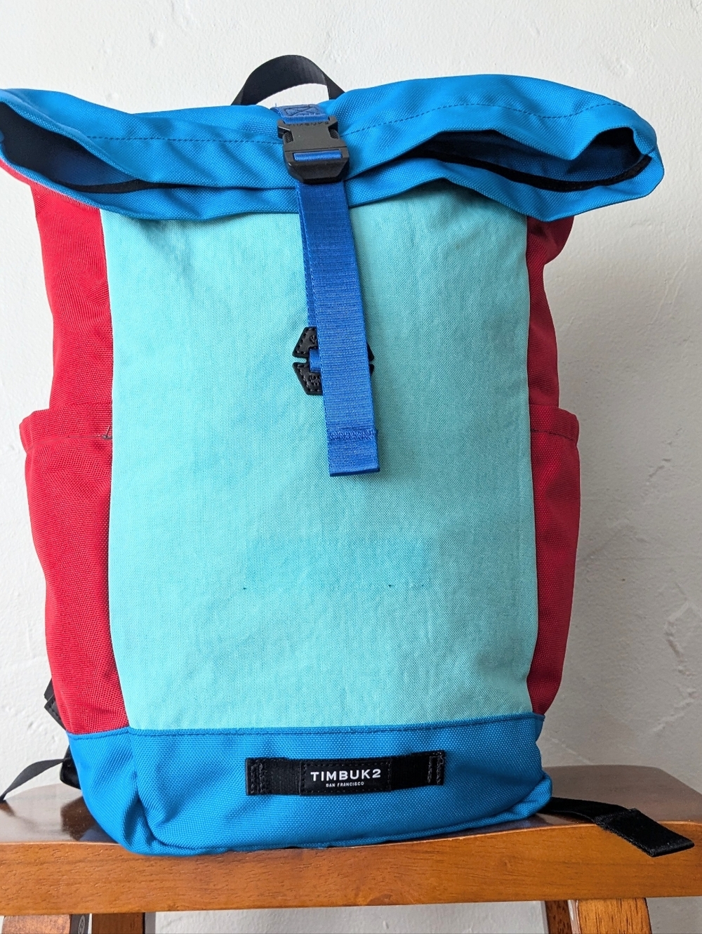 Timbuk2 Tuck Pack Roll Top Backpack - Blue Teal Red Colorblock - Fits 15" Laptop